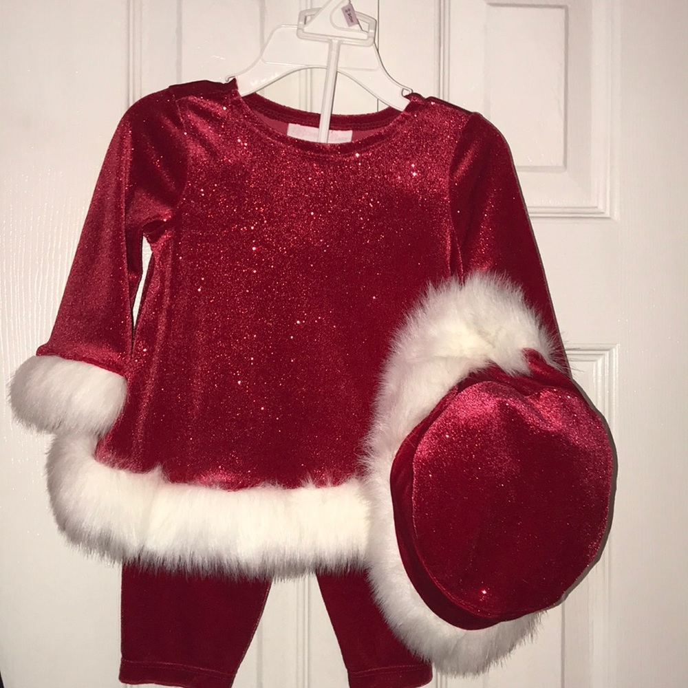6/9 months Santa Baby 3 piece set top pants hat